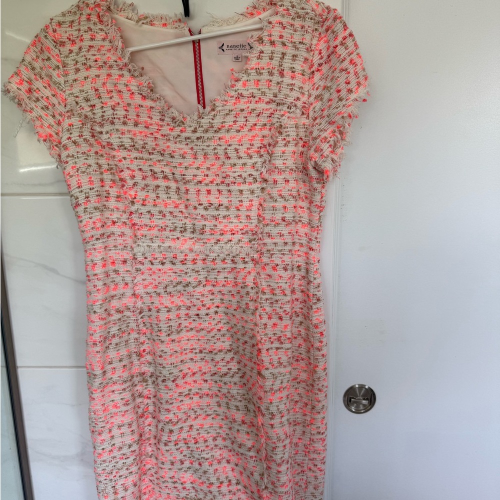 Nanette Lepore Pink and White Sheath Mini Dress